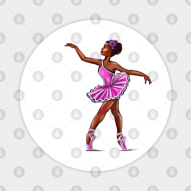 African American, Black ballerina girls with corn rows ballet dancing 8 ! black girl with Afro hair and dark brown skin wearing a pink tutu. Love Ballet Magnet by Artonmytee